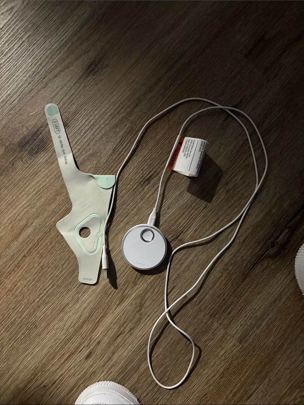 Owlet White Round Electronic Pager with Mint Adhesive Patch